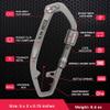 GPCA Multitool Carabiner for Camping, Dog Leash, Key Holder, Bottle Opener & Pocket Clip Versatile Outdoor Gear for Everyday Carry (GP X Carabiner w/Red Ring, Titanium) view 3
