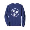 3 Star TN Flag Graphic White Distressed Tennessee State Flag Sweatshirt, Adult Unisex, Navy Blue, Large view 1