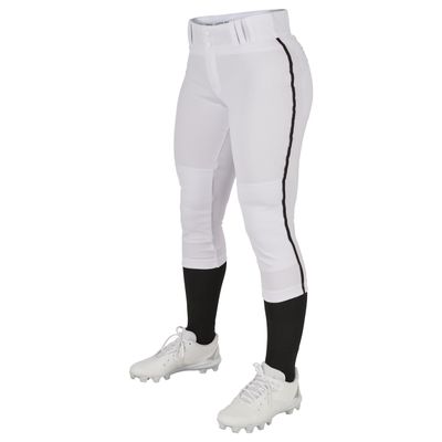 CHAMPRO womens Low-rise Youth Softball With Tournament Traditional Low Rise Pant w/Braid, White,black Pipe, Small US