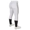 CHAMPRO womens Low-rise Youth Softball With Tournament Traditional Low Rise Pant w/Braid, White,black Pipe, Small US view 3