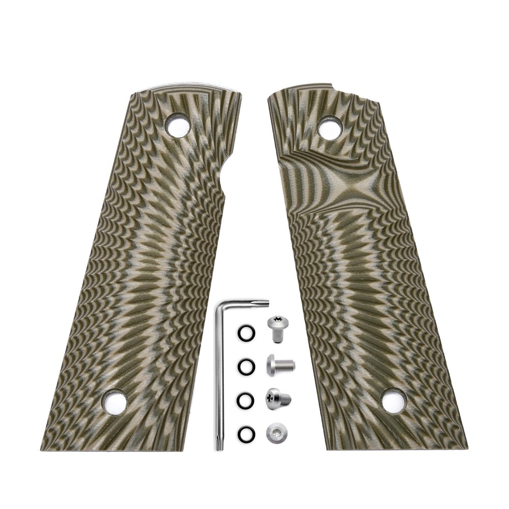 Guuun G10 Grips for Full Size 1911 Magwell Grip Ambi Safety Cut Sunburst Texture