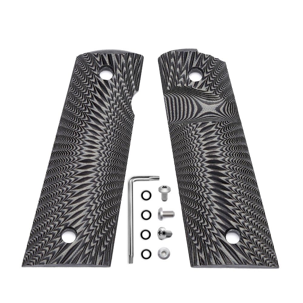 Guuun G10 Grips for Full Size 1911 Magwell Grip Ambi Safety Cut Sunburst Texture
