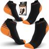 Physix Gear Short Compression Socks for Men & Women - Best Low Compression Socks Women & Men with Arch Support, Ideal for Running, Plantar Fasciitis Comfort, and Swelling - Ankle, Black/Orange, S/M view 2