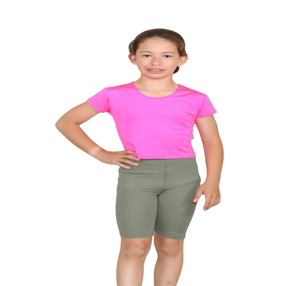 Janisramone Girls Shorts - Sports Cycling Shorts for Girls - Bike, Dance, Cycling Shorts for Kids Khaki