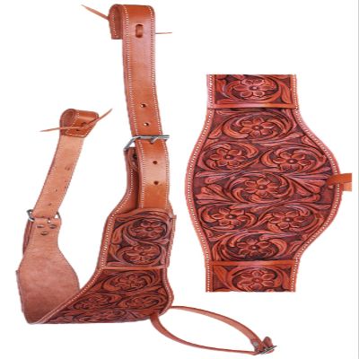 CHALLENGER Horse Western Floral Tooled Leather Rear Flank Saddle Cinch w/Billets 9772FL