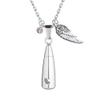 weikui Teardrop Shaped with Angel Wing Charm Initial Necklaces Ashes Holder Pendant Cremation Memorial Birthstone Jewelry (April) view 1