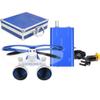 BONEW-Oral 2.5X 420MM Surgical Binocular Loupe Magnifier + 3W Clip On Head Lamp with Filter+ Aluminum Box (Blue) view 3
