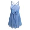 easyforever Kids Girls Spaghetti Straps Bowknot Criss Cross Back Lyrical Ballet Dance Leotard Dress Workout Tutu Skirt Light Blue 12 view 3