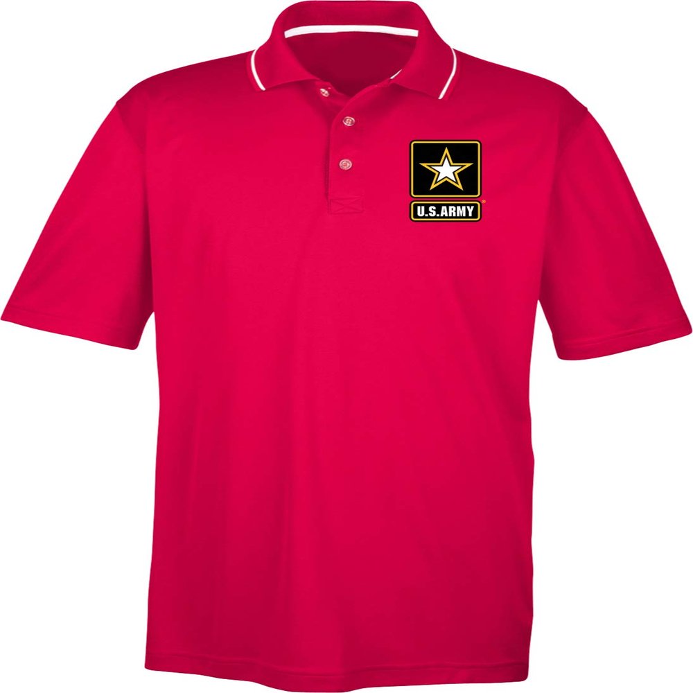 US Army Pocket Print Two Tone Polo, Red XL