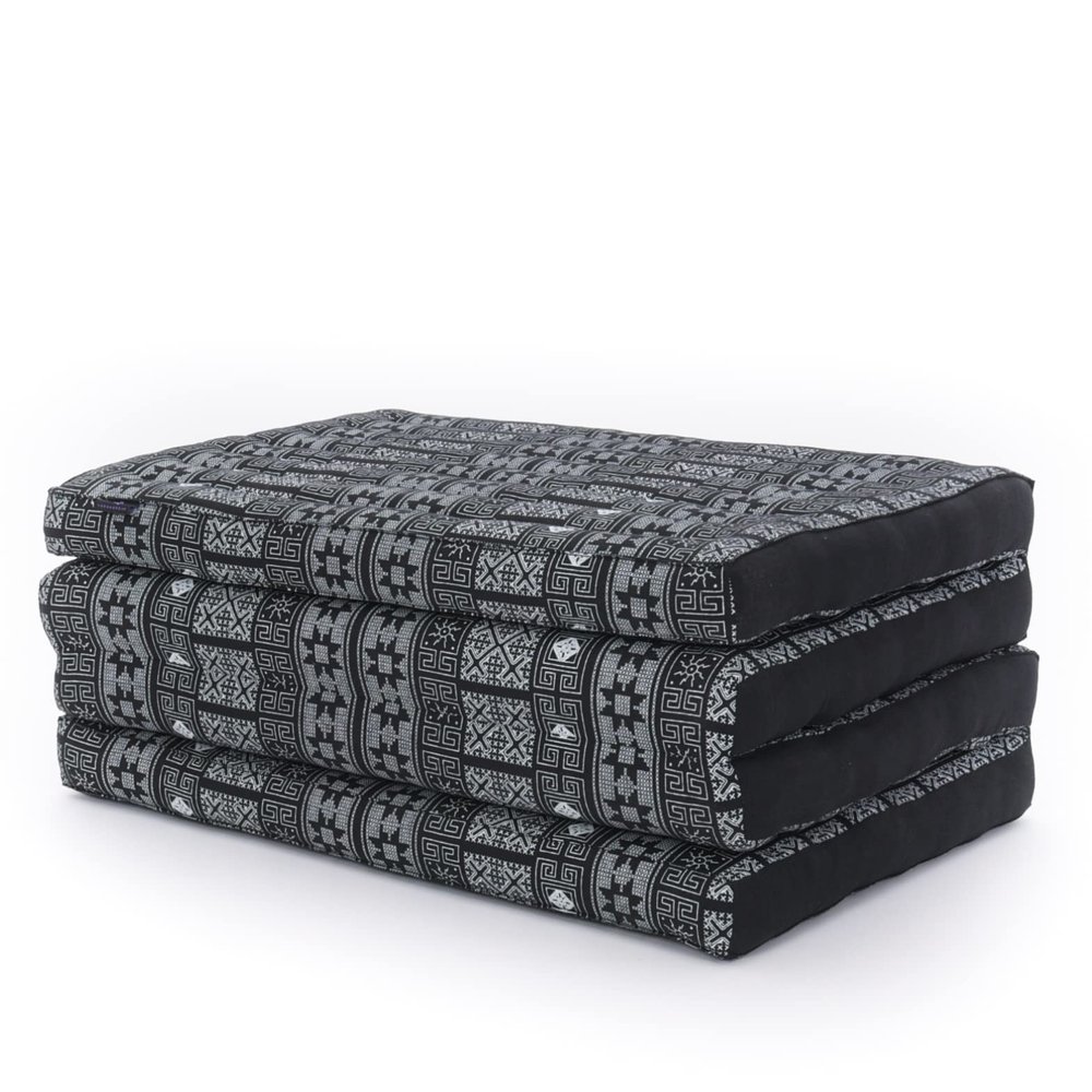 Leewadee Trifold Mattress Standard  Comfortable Thai Massage Pad, Foldable Floor Mattress Filled with Kapok, Perfect to Use as a Sleeping Mat 79 x 28 inches, Black