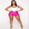 Women's Sexy Shiny Metallic Liquid Wet Look High Waist Shorts Hot Pants Dance Yoga Booty Shorts Clubwear (Rose Red, S) view 2
