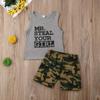 Toddler Kid Baby Boys Funny Letter Print T-Shirt Vest Sleeveless Tank Top Camouflage Shorts Outfit Set (12-18M, Style B) view 2