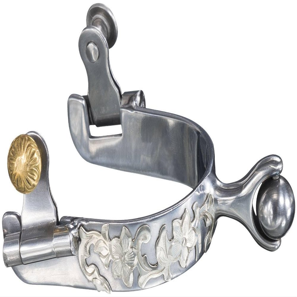 Tough 1 Roller Ball Sweet Iron Spur with Floral Design LADIES