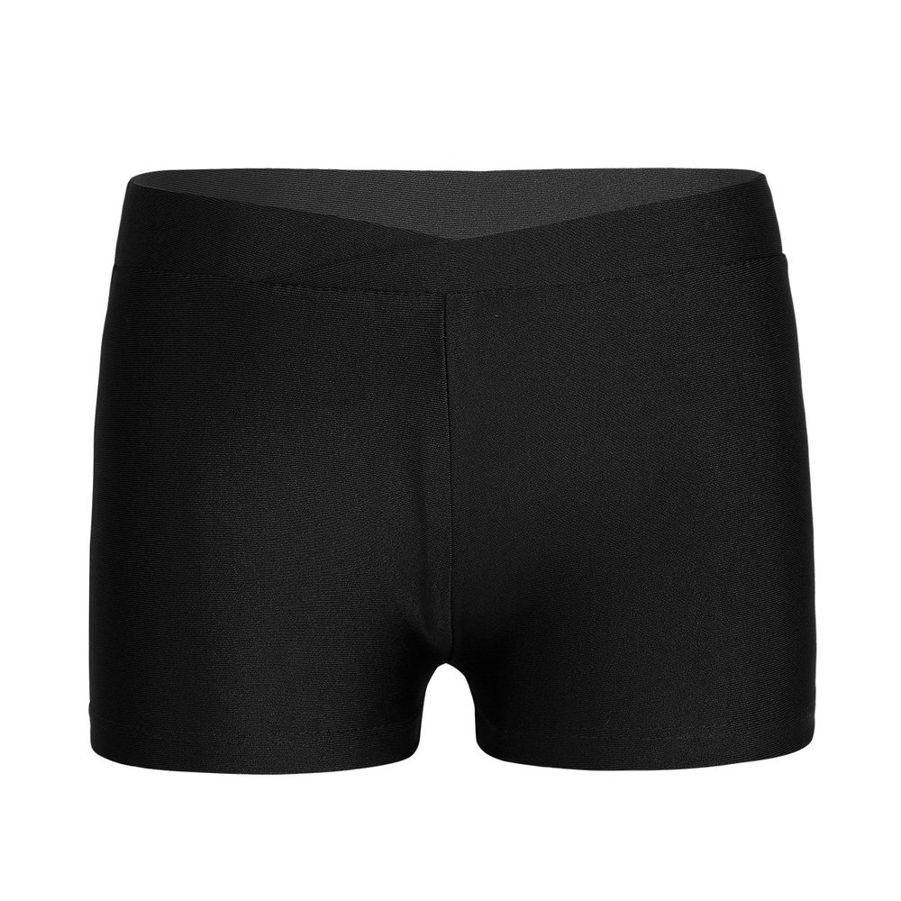 easyforever Kids Girls Basic Stretchy Sports V-Front Booty Short Boy-Cut Bottom Ballet Dance Yoga Hot Pants Underwear Black 8-10