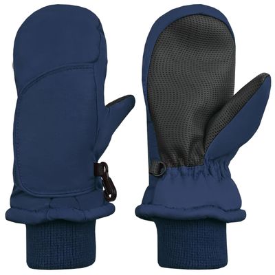 N'Ice Caps Kids Waterproof Snow Mittens Cold Weather Thinsulate Insulated (Navy Black, 2-3 Years)