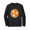 3 Star TN Orange and White Distressed Tennessee State Flag Long Sleeve T-Shirt, Adult Unisex, Black, Large view 1