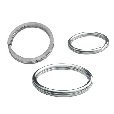 Marine Grade 316 Stainless Steel Key Ring Key Chain Heavy Duty Keychain Split Ring Connector for Scuba Gear BCD Attachment Crafts Jewelry (20mmx5+Flat 25mmx5+30mmx5)