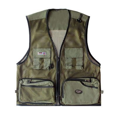 Rizanee Foldable Outdoor Fishing Camping Travel Mesh Vest, Multi-Pockets Photography Lightweight Vests (Green, US 2XL / Tag 4XL)