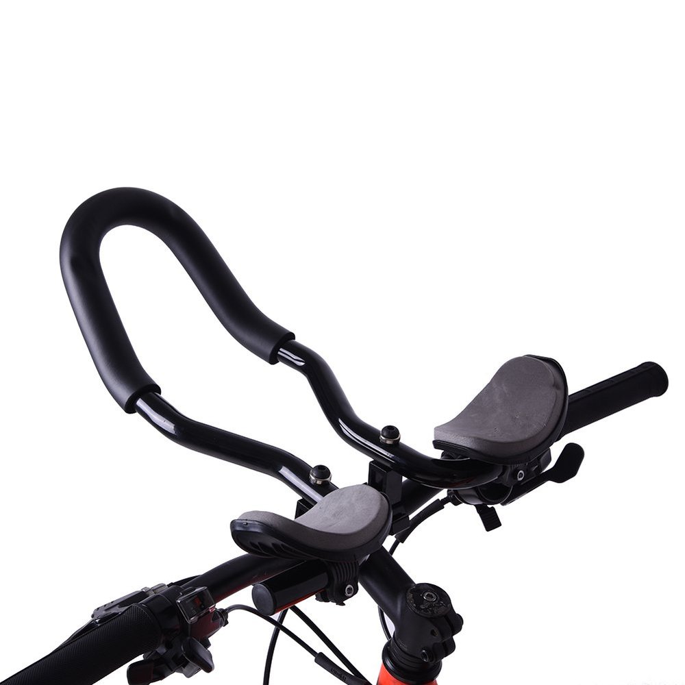 Bicycle Aero Bars Bicycle Rest Handlebar Aluminum Alloy TT Handlebar with Sponge Cushion for Moutain Bike,Road Bike