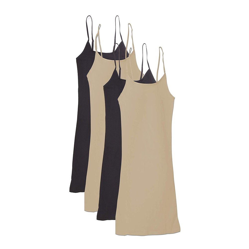 4 Pack Active Basic Women's Basic Tank Tops - Black/Black/Khaki/Khaki - Medium