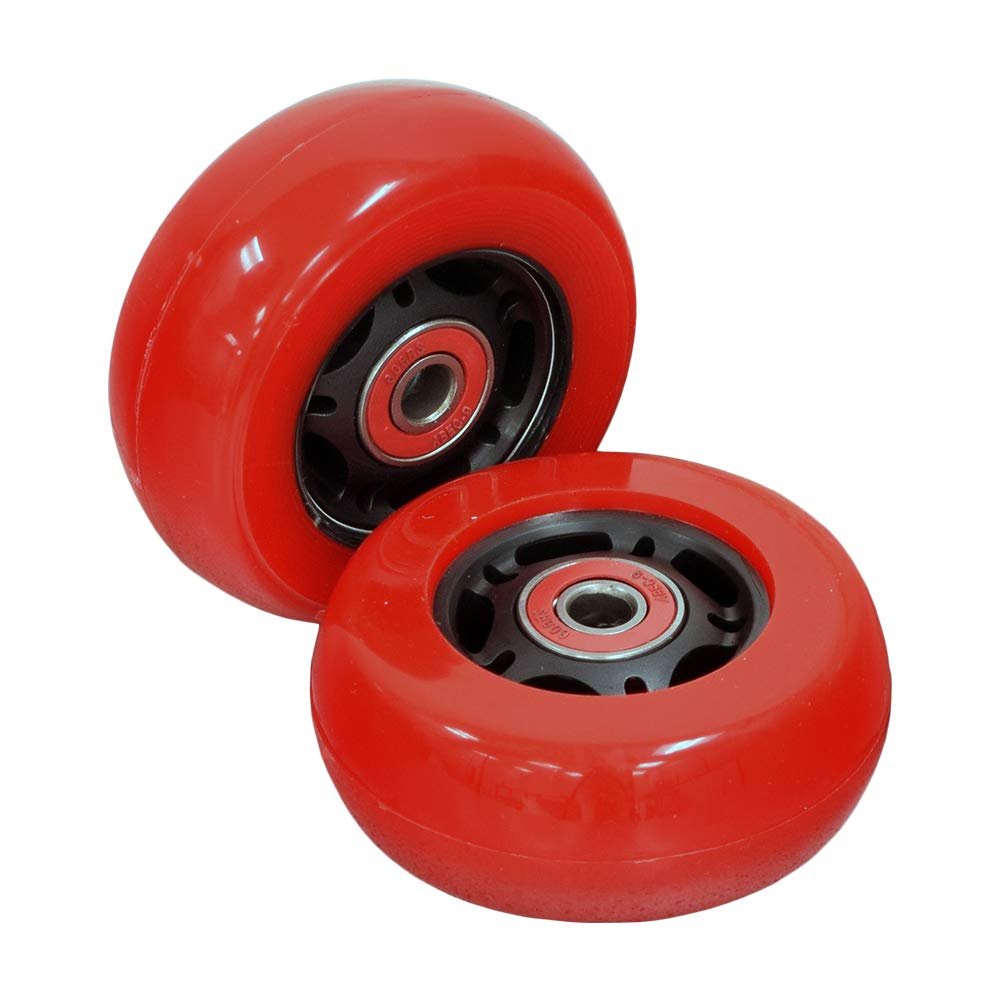 AlveyTech 76 mm x 30 mm Caster Wheels for the Razor Crazy Cart (V7+), Shift (V1+), and the XL (V3+) (Set of 2) (Red Wheel Black Hub) - Replacement Scooter Wheel Parts, Kids Drifting Electric Scooter