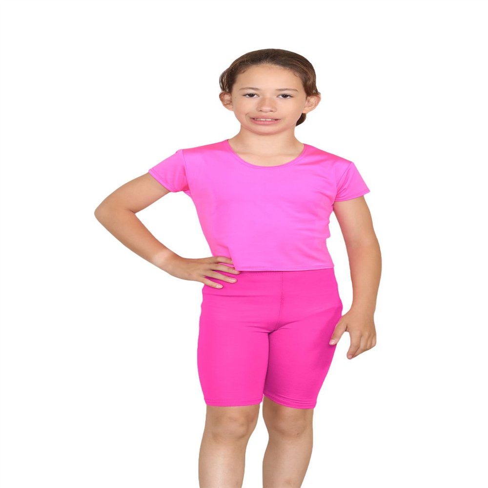 Janisramone Girls Shorts - Sports Cycling Shorts for Girls - Bike, Dance, Cycling Shorts for Kids Neon Pink