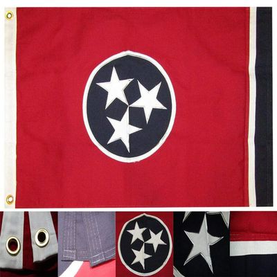 MWS 2x3 Embroidered State of Tennessee 2'x3' Premium 100% Cotton Flag Grommets
