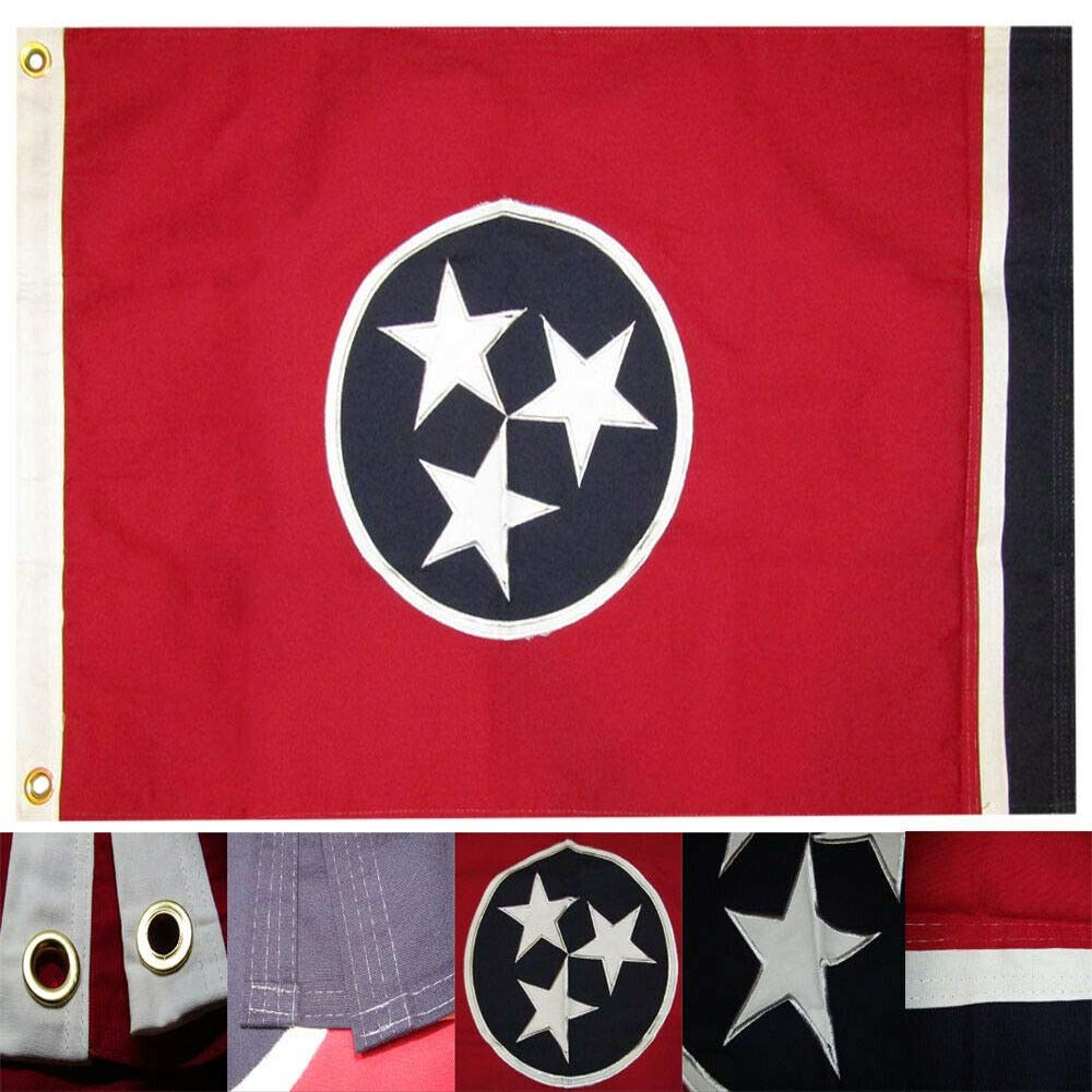 MWS 2x3 Embroidered State of Tennessee 2'x3' Premium 100% Cotton Flag Grommets