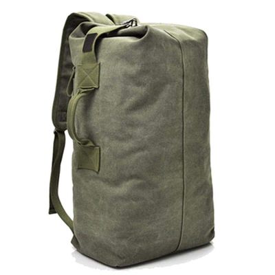 Kayheng Stylish Large Capacity Tactical Canvas Backpack Army Bucket Bag Outdoor Sports Duffle Bag Travel Rucksack-(Army Green)