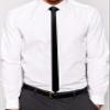 GUSLESON Silk Black Tie Classic Super Slim Ties For Men Skinny Thin Solid Necktie (0801-12) view 3