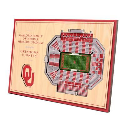 YouTheFan NCAA Desktop Size Team StadiumViews, 12 x 8 Inches, Oklahoma Sooners, Wood Grain