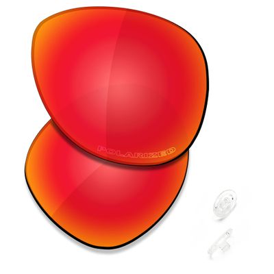 SAUCER Premium Replacement Lenses & Nosepads for Oakley Plaintiff OO4057 Sunglasses High Defense - Fire Red Polarized