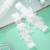 2 Pieces Wedding Garters for Bride Sexy Lace Leg Garter Belt Hand Sewn Faux Pearls Bride Garter Set(White) view 4