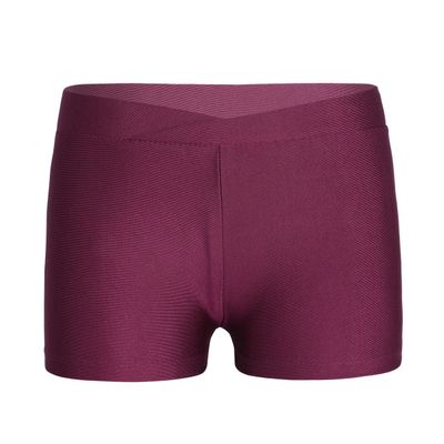 easyforever Kids Girls Basic Stretchy Sports V-Front Booty Short Boy-Cut Bottom Ballet Dance Yoga Hot Pants Underwear Burgundy 3-4