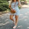 BTFBM Womens Summer Dresses 2026 Casual Bodycon Mini Dress Short Sleeve Crew Neck Mini Ruched Spring Beach Vacation Outfits(Stripe, Large) view 4