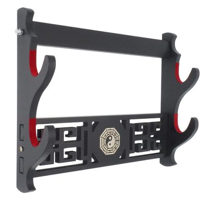 Eforlife Padded Sword Wall Mount Katana Stand Samurai Sword Holder Display Rack Chinese Bagua Style (2-Tier)