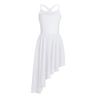 Moily Kids Girls Mesh Criss Cross Back Camisole High Low Hem Skirts Modern Lyrical Dance Dress White 5-6 view 1