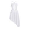 Moily Kids Girls Mesh Criss Cross Back Camisole High Low Hem Skirts Modern Lyrical Dance Dress White 5-6 view 2