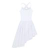 Moily Kids Girls Mesh Criss Cross Back Camisole High Low Hem Skirts Modern Lyrical Dance Dress White 5-6 view 3