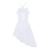 Moily Kids Girls Mesh Criss Cross Back Camisole High Low Hem Skirts Modern Lyrical Dance Dress White 5-6 view 4