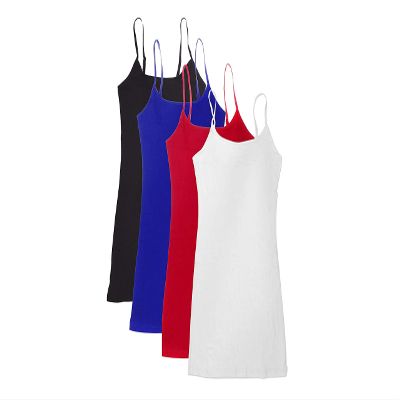 4 Pack Active Basic Women's Basic Tank Top (Black/White/Blue/Red, Large)