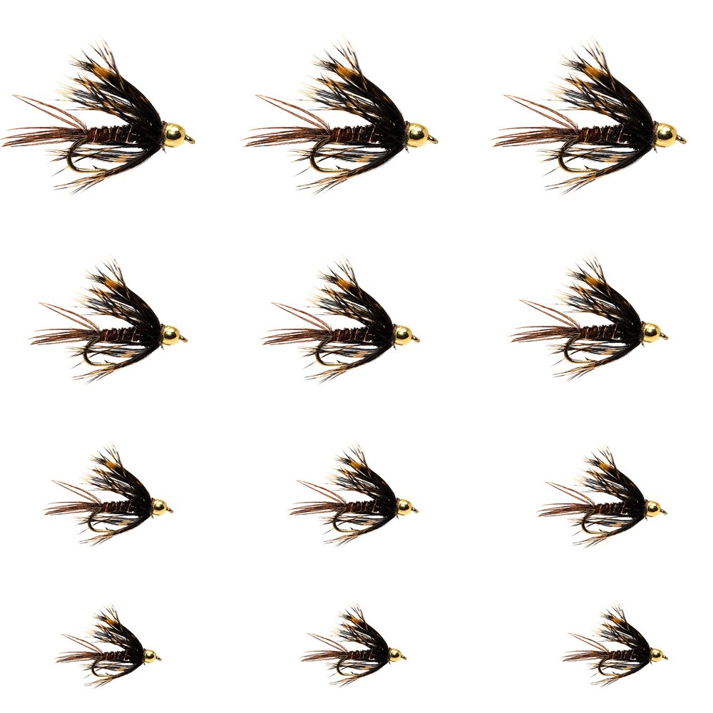 12 Bead Head Soft Hackle Pheasant Tail Mayfly Nymph Flies / Wet Flies for Trout Fly Fishing Flies Lure Assortment