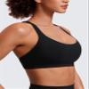 CRZ YOGA Naked Feeling Strappy Sports Bras for Women - Criss Cross Back Wireless Padded Cami Yoga Workout Top Black X-Small view 4