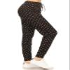 Leggings Depot Women's Relaxed fit Jogger Pants - Track Cuff Sweatpants with Pockets-R885, 1X, Polka Dots view 1