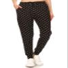 Leggings Depot Women's Relaxed fit Jogger Pants - Track Cuff Sweatpants with Pockets-R885, 1X, Polka Dots view 2