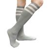 COUVER Striped Women's Cotton Knee High Tube Socks, Women Shoe Size 5-9, Light Gray/White, 1 Pair view 1