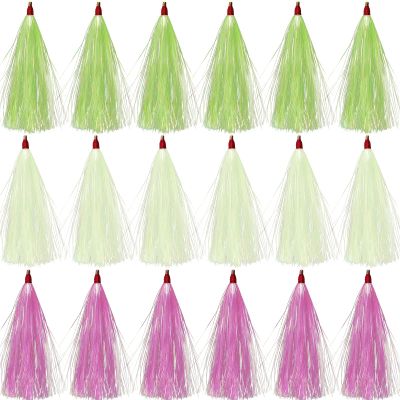 Bucktail Teasers Mylar Flash Teaser Tail Bucktail Teaser Fluke Rigs Flounder Fishing Lures Bait Rigs Kit 18pcs
