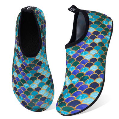 WateLves Water Shoes for Womens Mens Barefoot Quick-Dry Aqua Socks for Beach Swim Surf Yoga Exercise Camping Must Haves (Fishscale Blackgreen, 40/41)