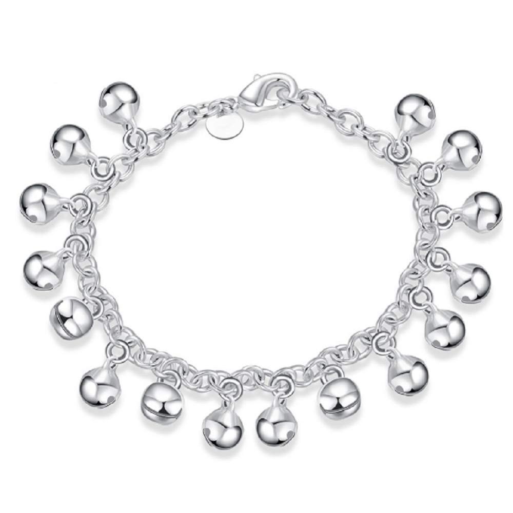 LRGKMCWTOB 925 Sterling Silver Popular Silver Jewelry Silver Jewelry Fashion Boutique Adjustable Bell Chain Bracelet Ladies Bracelet