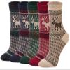 Loritta Wool Socks for Women Warm Winter Socks Knit Crew Calf Hiking Boot Sock Stocking Stuffers Gifts,ZU-christmas Elk view 1
